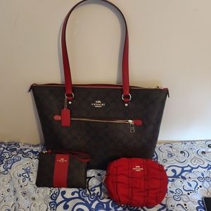Coach handbag, wristlet, makeup bag